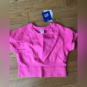 JoyLab Fuchsia Cropped Textured Tee
